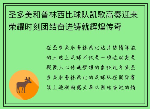 圣多美和普林西比球队凯歌高奏迎来荣耀时刻团结奋进铸就辉煌传奇